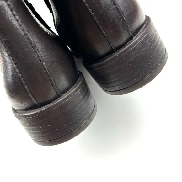 Emanuele Crasto Dark Brown Italian Leather Moto Biker Mid Shaft Boots 8.5