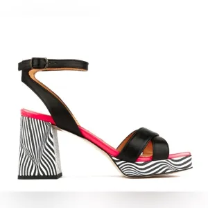 Embassy London - Women’s Long Beach Optical Zebra &amp; Black &amp; Pink Heels - Sz 37