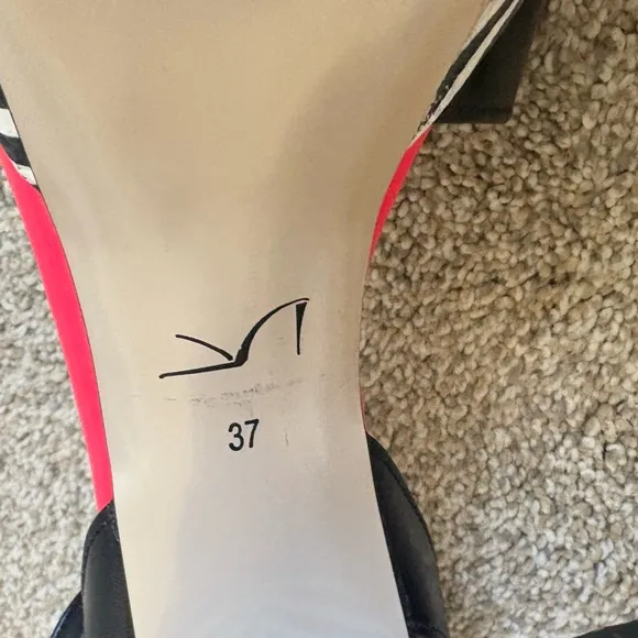 Embassy London - Women’s Long Beach Optical Zebra &amp; Black &amp; Pink Heels - Sz 37
