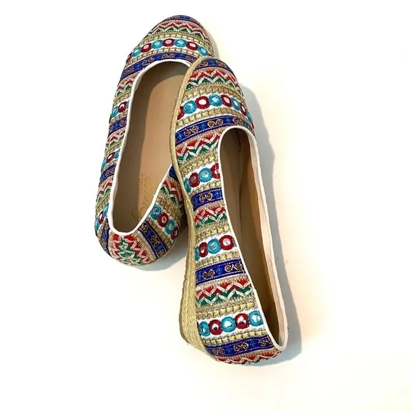 Embroidered Indian style slip on shoes