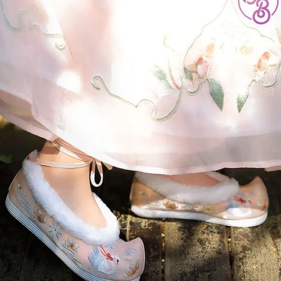 Embroidered Fleece Lined Shoes | Chinese Hanfu