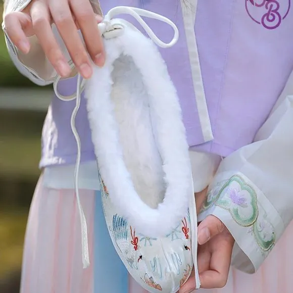 Embroidered Fleece Lined Shoes | Chinese Hanfu