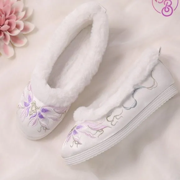 Embroidered Fleece Lined Shoes | Chinese Hanfu