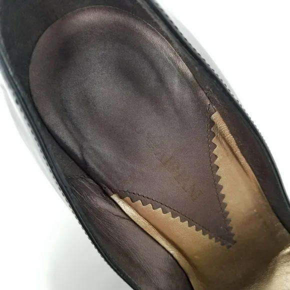 Emporio Armani Black Patent Leather Suede Heels