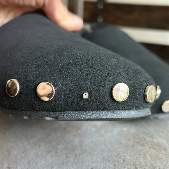 Emu Australia x Rebecca Minkoff Black Monch Stud-Accent Suede  Slippers Size 7