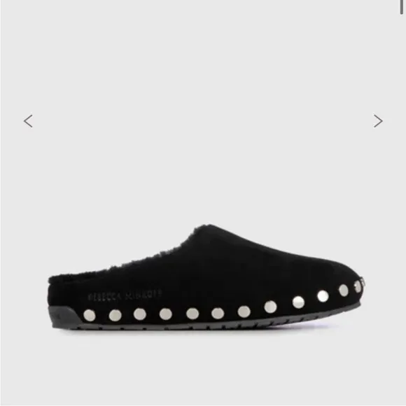 Emu Australia x Rebecca Minkoff Black Monch Stud-Accent Suede  Slippers Size 7