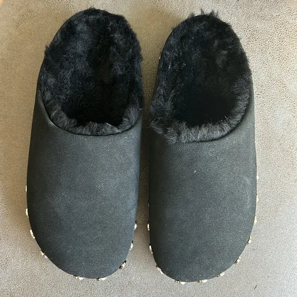Emu Australia x Rebecca Minkoff Black Monch Stud-Accent Suede  Slippers Size 7
