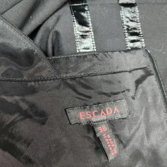 Escada Faux Patent Trim Black Dress 36