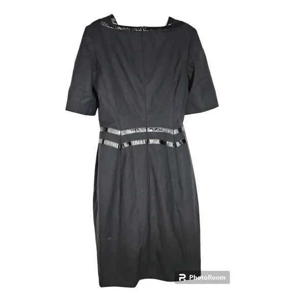 Escada Faux Patent Trim Black Dress 36