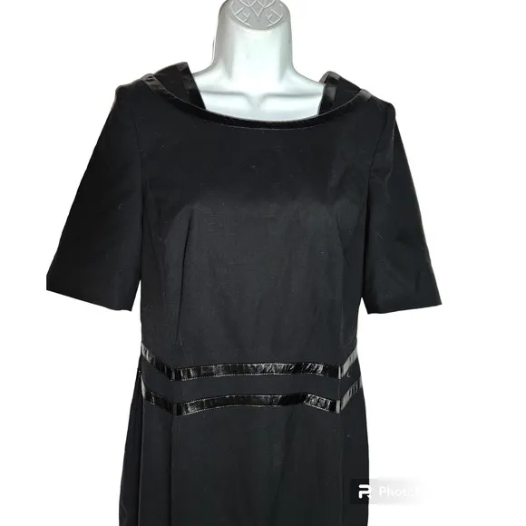 Escada Faux Patent Trim Black Dress 36