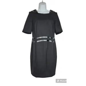 Escada Faux Patent Trim Black Dress 36