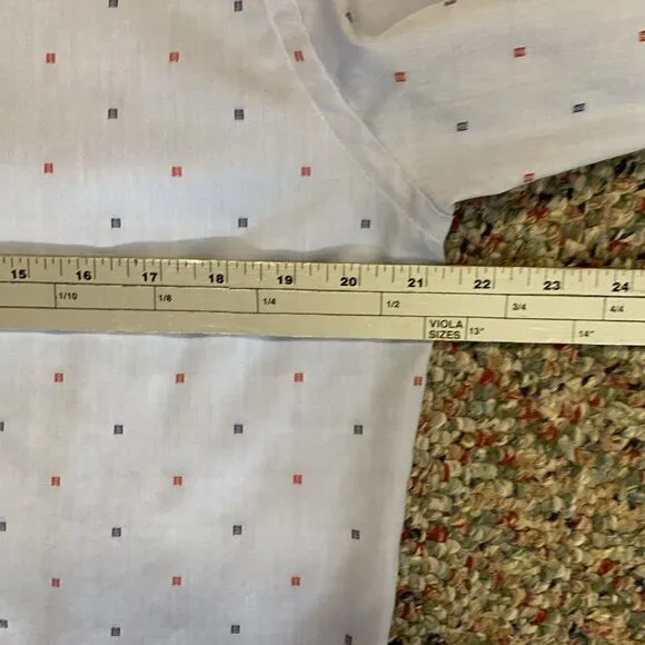 Eton Light Blue With Red Blue Geo Print Slim Fit Dress Shirt Size 16.5