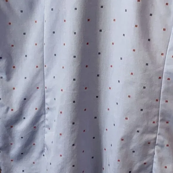 Eton Light Blue With Red Blue Geo Print Slim Fit Dress Shirt Size 16.5