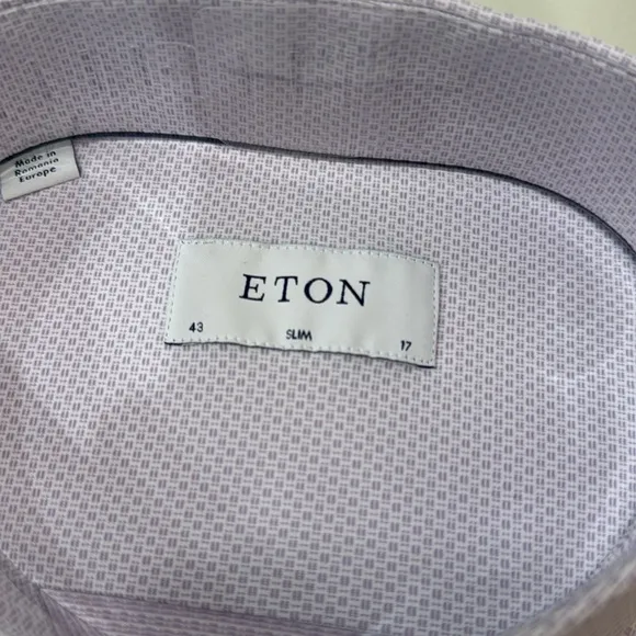 ETON Men's Purple Dress Shirt Slim Fit Size 17