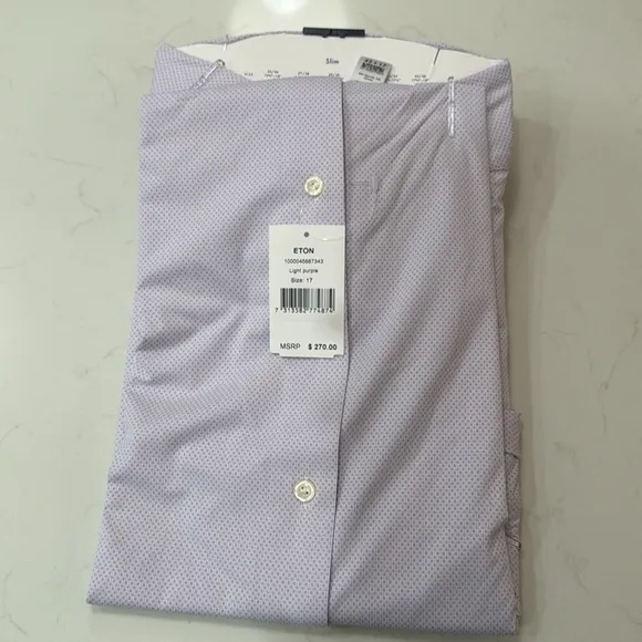 ETON Men's Purple Dress Shirt Slim Fit Size 17