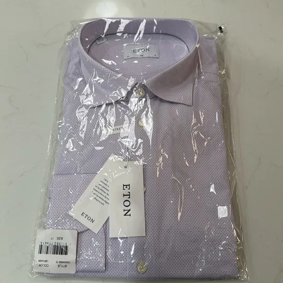 ETON Men's Purple Dress Shirt Slim Fit Size 17