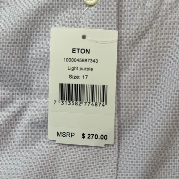 ETON Men's Purple Dress Shirt Slim Fit Size 17