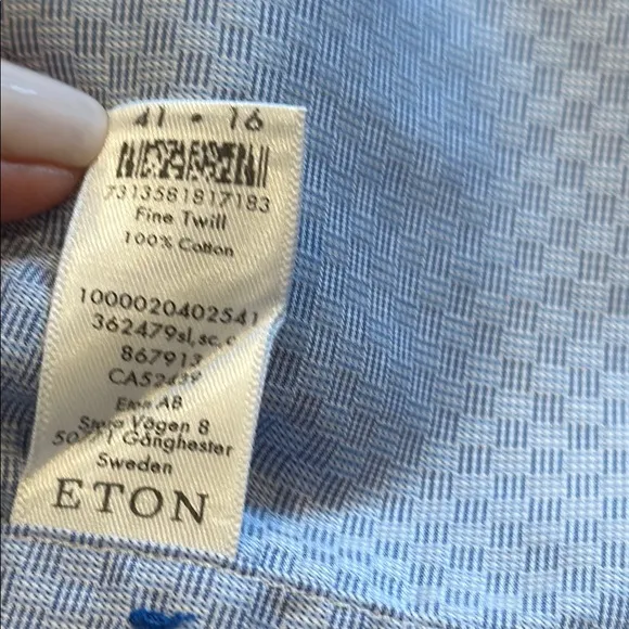 Eton Slim Fit Fine Cotton Twill Dress Shirt