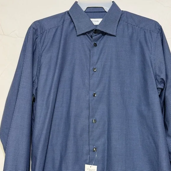 Eton Slim Fit Houndstooth Dress Shirt size 44