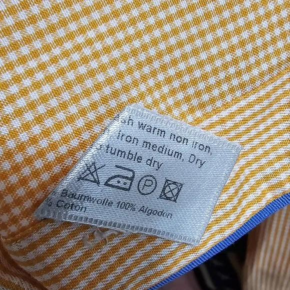 Eton Slim Fit Striped Button Down Dress Shirt Orange Men's Size 37 14 1/2