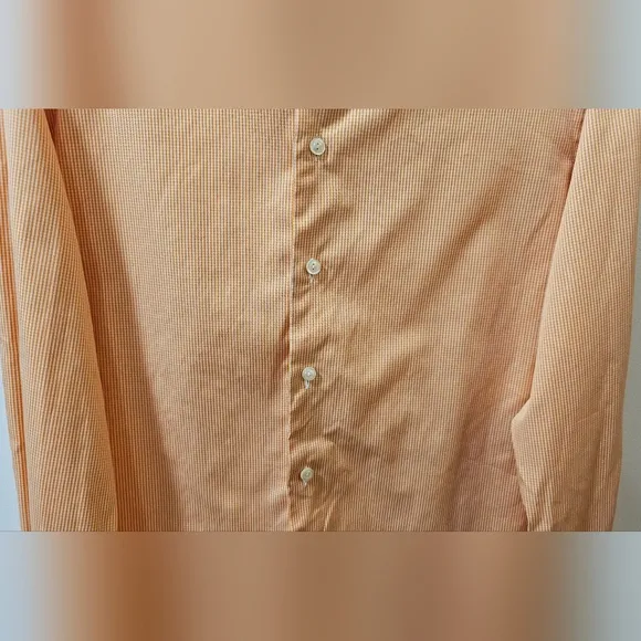 Eton Slim Fit Striped Button Down Dress Shirt Orange Men's Size 37 14 1/2