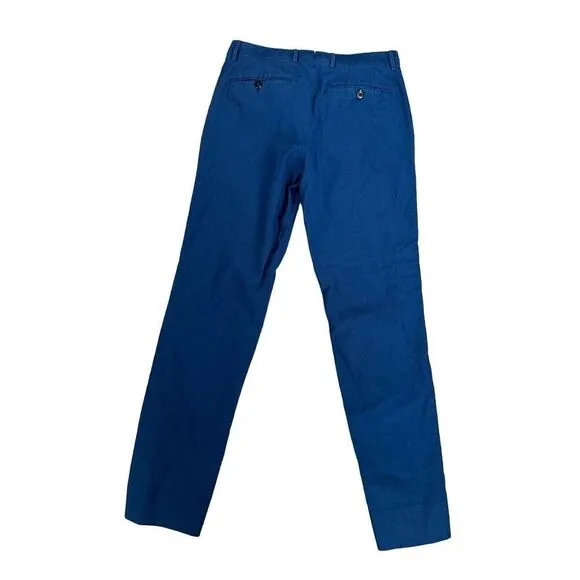 etro made in italy 46 men’s slim fit wool/cotton blue pants 30x30 flat front