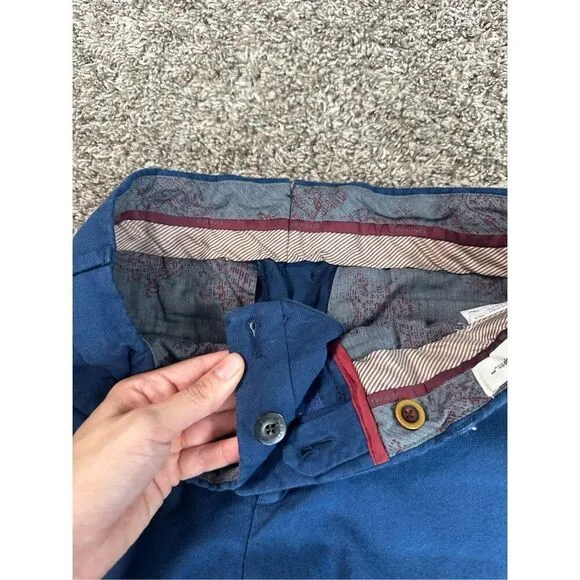etro made in italy 46 men’s slim fit wool/cotton blue pants 30x30 flat front