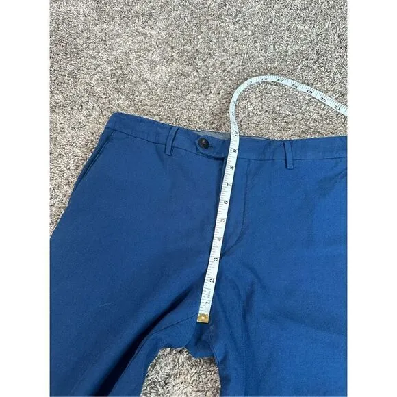 etro made in italy 46 men’s slim fit wool/cotton blue pants 30x30 flat front