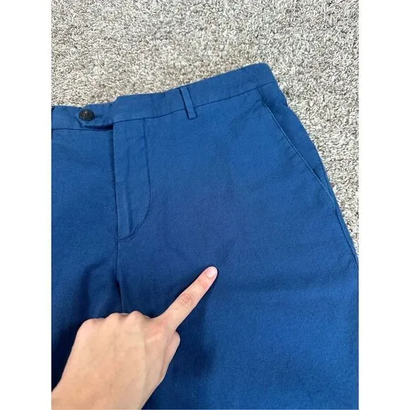 etro made in italy 46 men’s slim fit wool/cotton blue pants 30x30 flat front