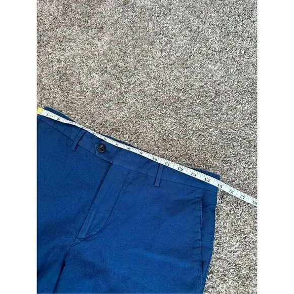 etro made in italy 46 men’s slim fit wool/cotton blue pants 30x30 flat front