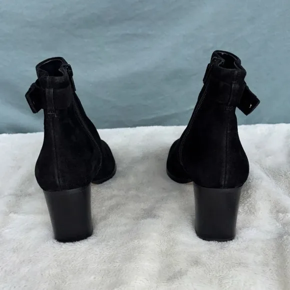 EUC Kate Spade Knott Mid Boots in Black Suede Leather Women Size 5.5B Ankle