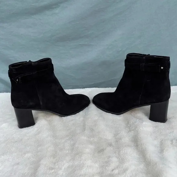 EUC Kate Spade Knott Mid Boots in Black Suede Leather Women Size 5.5B Ankle