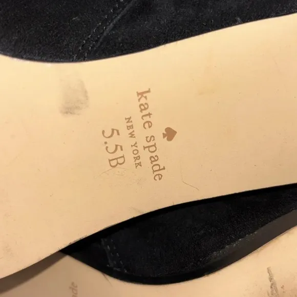 EUC Kate Spade Knott Mid Boots in Black Suede Leather Women Size 5.5B Ankle