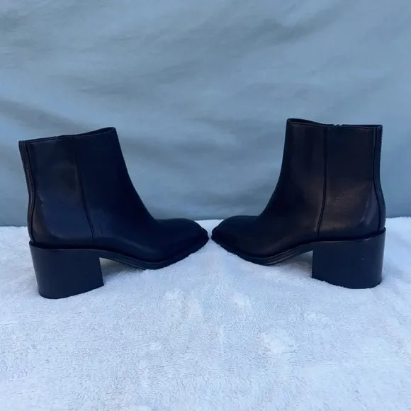EUC Loeffler Randall Blakely Square Toe Mid Heel Boots, Black, 7
