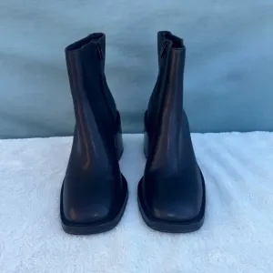 EUC Loeffler Randall Blakely Square Toe Mid Heel Boots, Black, 7
