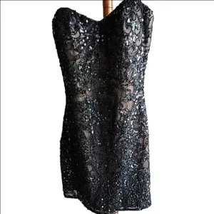 💕EUC💕 Womens/Juniors Scala Prom Dress Size 0 Black Sequin Party Cocktail