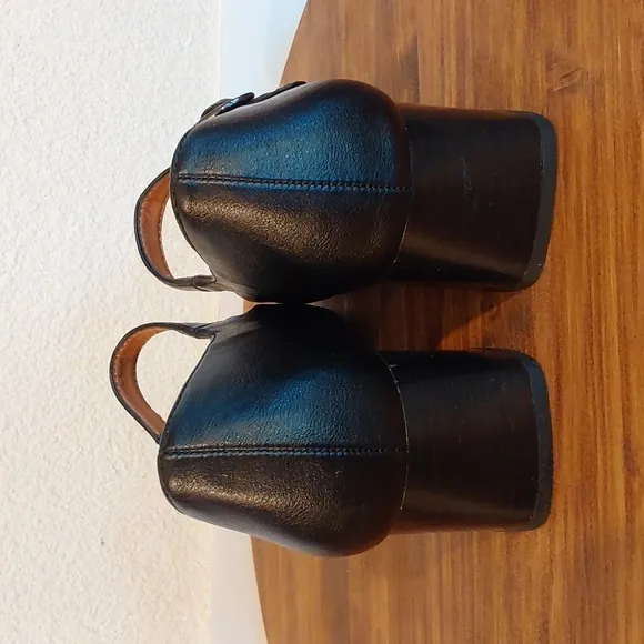 EuroSoft Black Paulette Mary Janes Square Toe Block Heels Classy Comfort Sz.8M