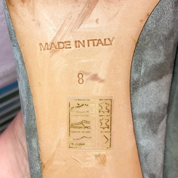EVERLANE The Italian Leather Day Heels Sage Suede SZ: 8