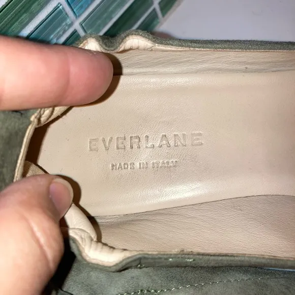 EVERLANE The Italian Leather Day Heels Sage Suede SZ: 8