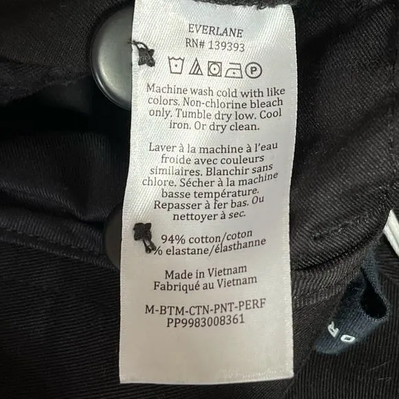 Everlane The Performance Chino Slim Fit Uniform Pants  Black Size 38x28