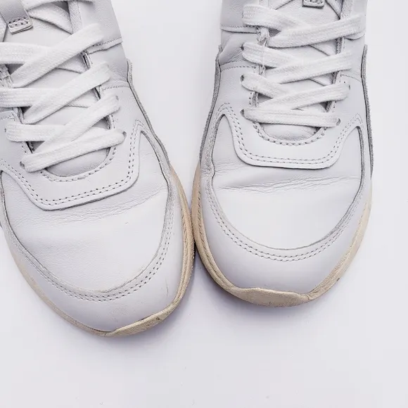 Everlane The Trainer Sneakers White Grey Leather Low Top Lace Up Women's Size 8