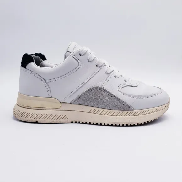 Everlane The Trainer Sneakers White Grey Leather Low Top Lace Up Women's Size 8