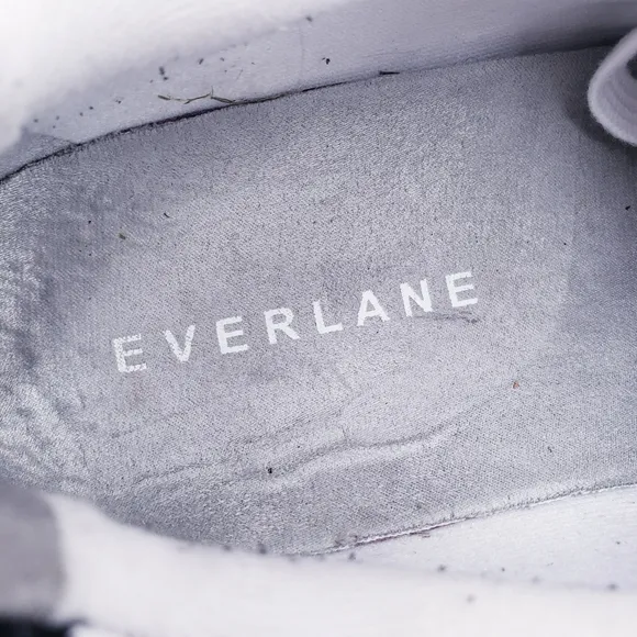Everlane The Trainer Sneakers White Grey Leather Low Top Lace Up Women's Size 8