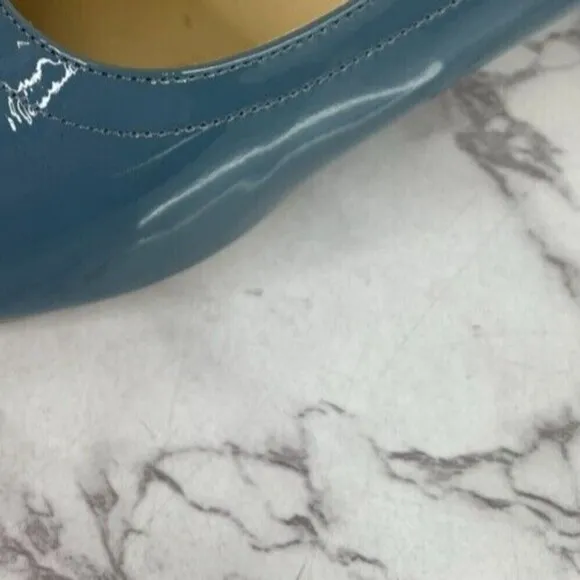 Everlane Women's The Italian Patent Leather Blue Heel Size 8.5