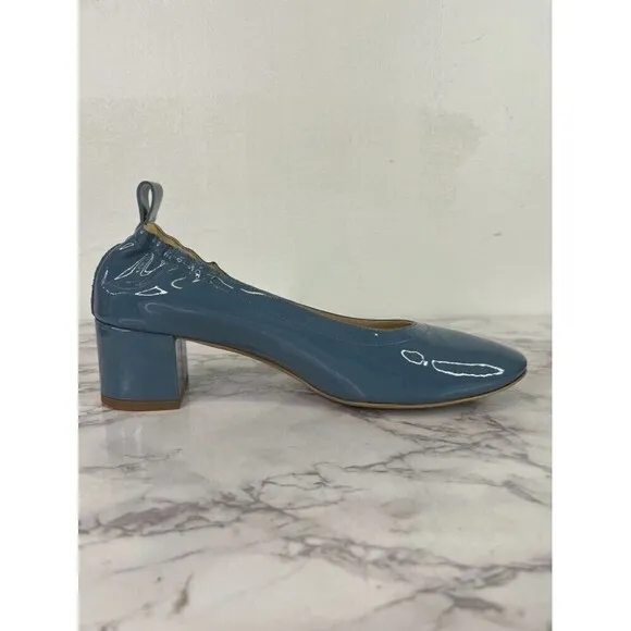 Everlane Women's The Italian Patent Leather Blue Heel Size 8.5