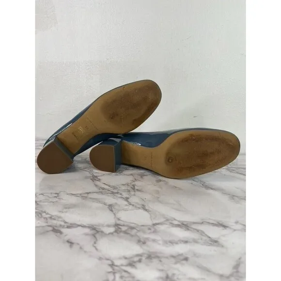Everlane Women's The Italian Patent Leather Blue Heel Size 8.5