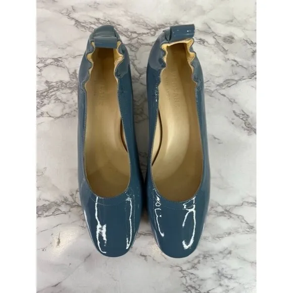 Everlane Women's The Italian Patent Leather Blue Heel Size 8.5