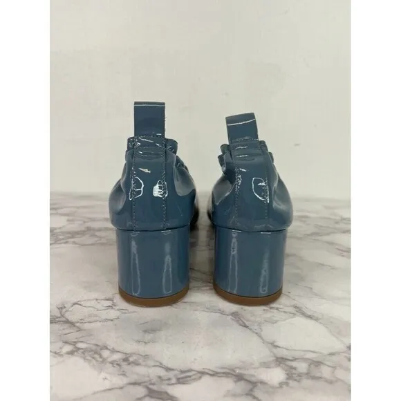 Everlane Women's The Italian Patent Leather Blue Heel Size 8.5