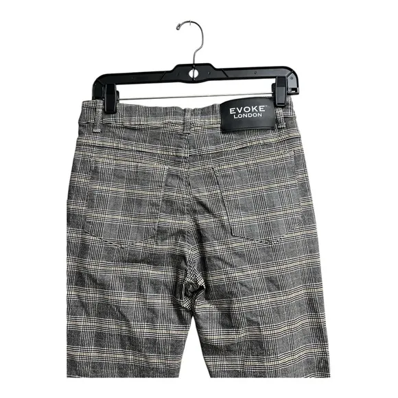 Evoke London Gray and Black Dress Pants with Plaid Pattern Skinny Fit Size 30