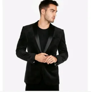 EXPRESS Black velvet tuxedo blazer slim fit. Size 48R